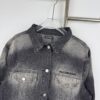 69315e99908475d562cda281 New Balenciaga Logo Embroidered Washed Denim Gray Jacket