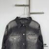 69315ea8908475d562cda283 New Balenciaga Logo Embroidered Washed Denim Gray Jacket