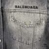 69315eb1908475d562cda284 New Balenciaga Logo Embroidered Washed Denim Gray Jacket