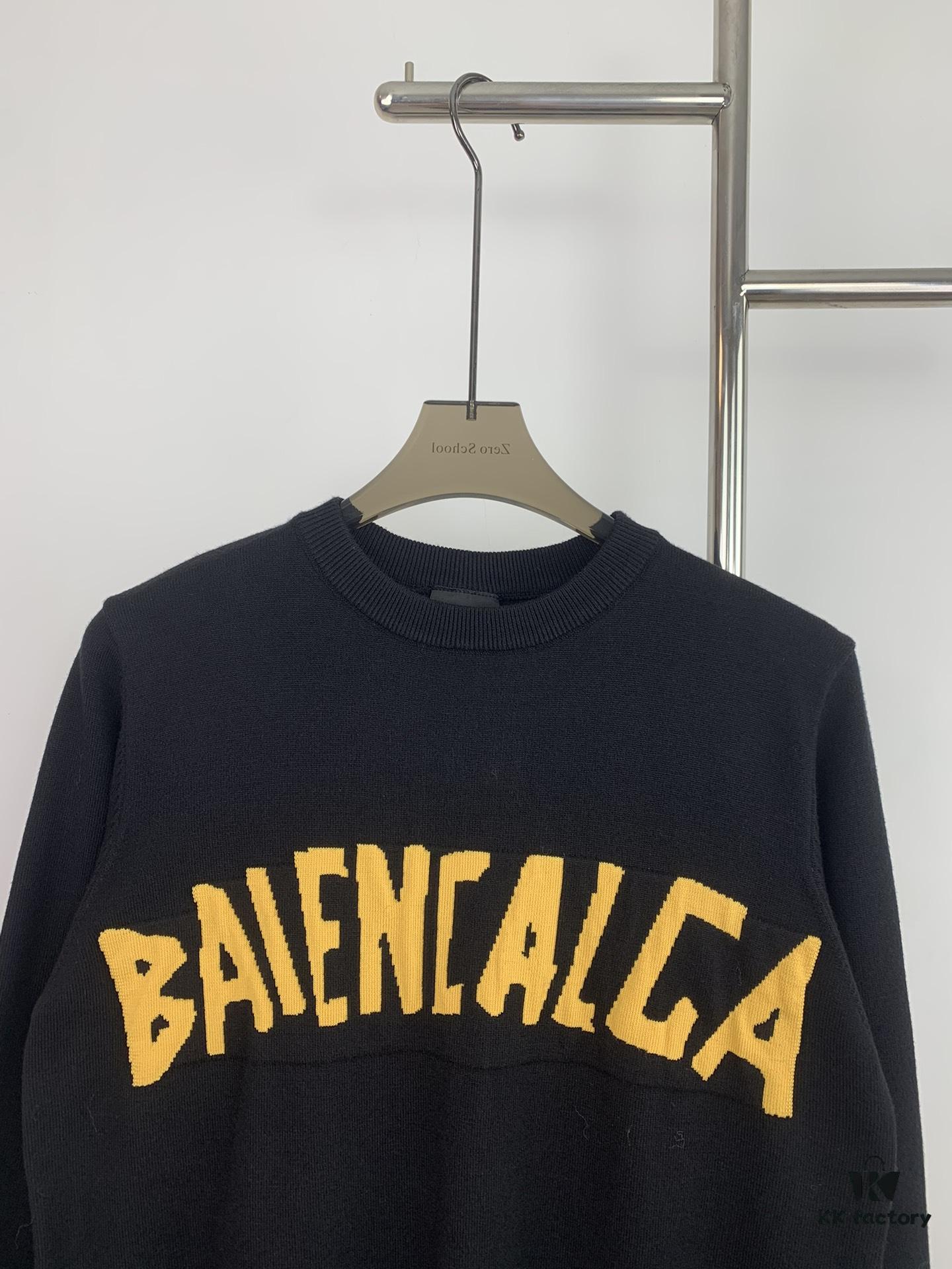 69315fc6908475d562cda2a9 New Arrival Balenciaga 24SS Jacquard Yellow Tape Unisex Sweater