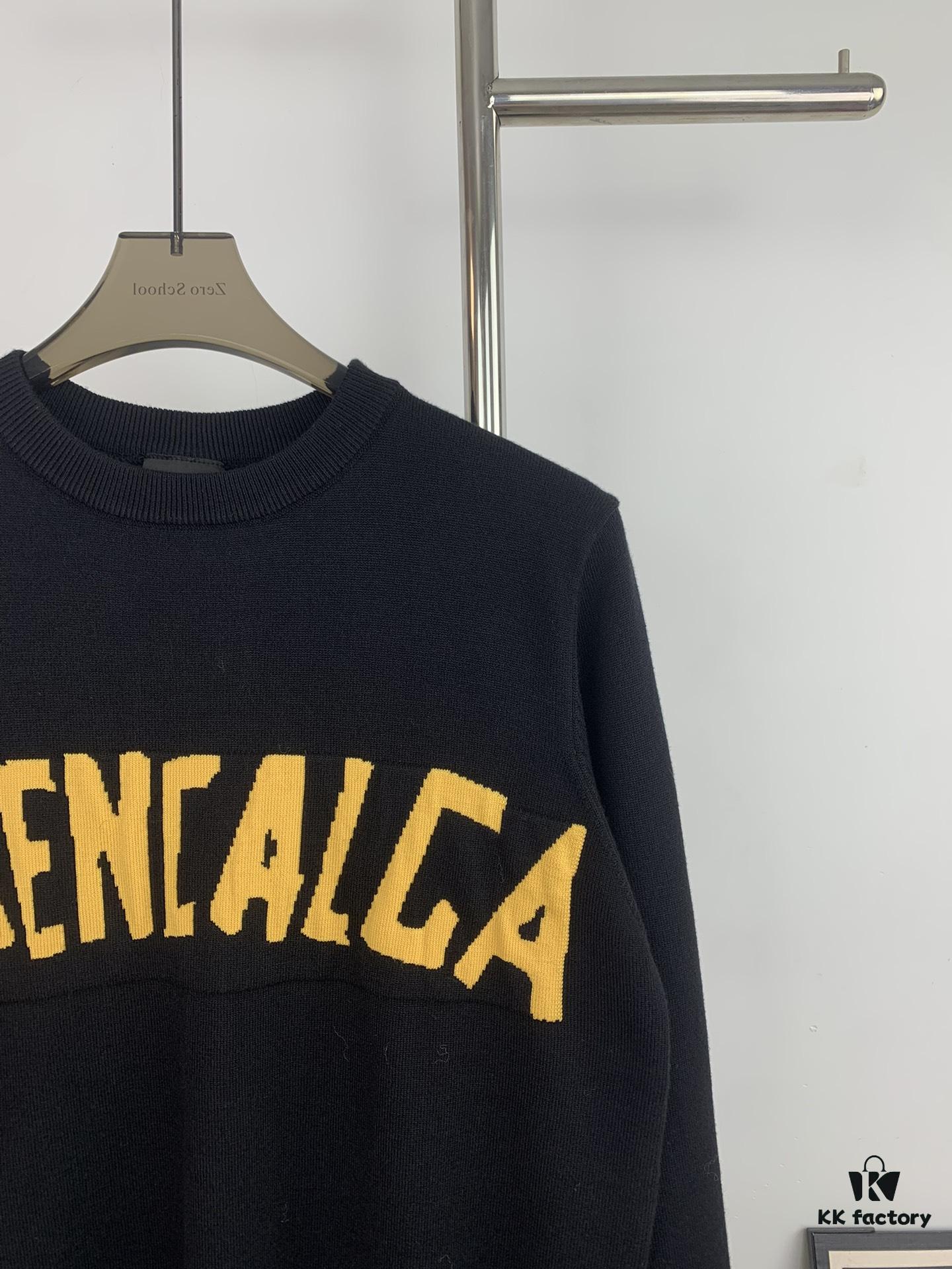 69315fd2908475d562cda2ab New Arrival Balenciaga 24SS Jacquard Yellow Tape Unisex Sweater