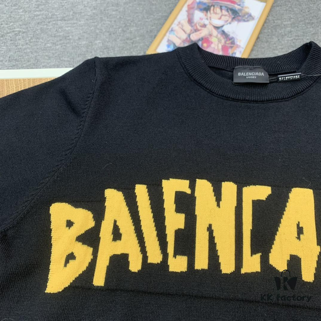 69315fdf908475d562cda2ad New Arrival Balenciaga 24SS Jacquard Yellow Tape Unisex Sweater