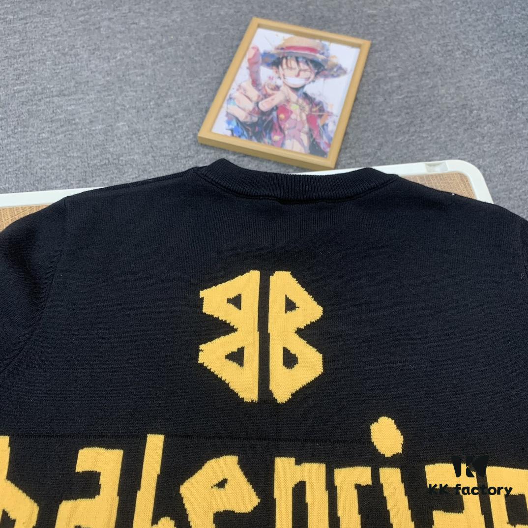 69315fe6908475d562cda2af New Arrival Balenciaga 24SS Jacquard Yellow Tape Unisex Sweater