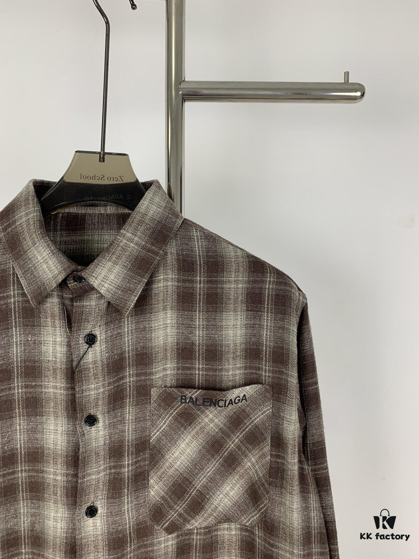 69316019908475d562cda2b7 New Arrival Paris Hot Plush Shirt Balenciaga 24SS Back Letter Print Logo Woven Plaid Shirt Top