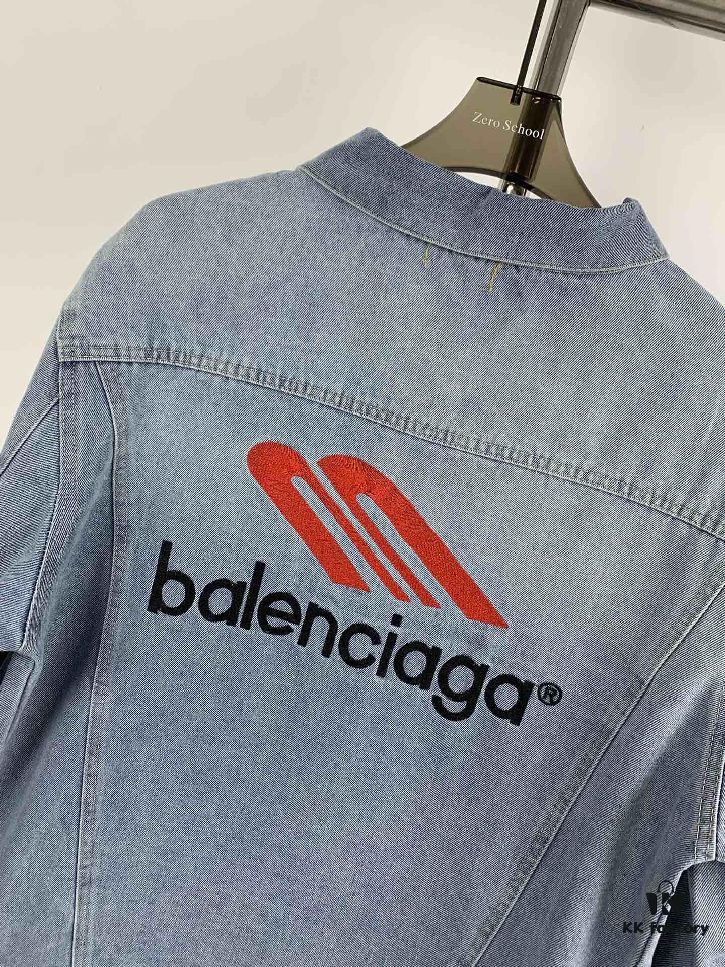 69316107908475d562cda2d6 New Balenciaga Streetwear 3M Embroidery Unisex High-Quality Washed Denim Jacket