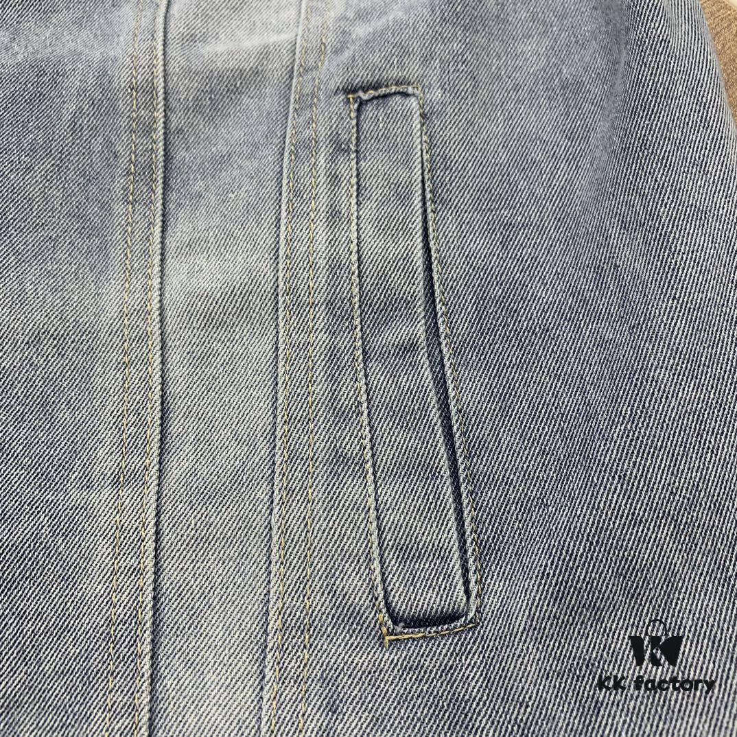 69316122908475d562cda2dc New Balenciaga Streetwear 3M Embroidery Unisex High-Quality Washed Denim Jacket