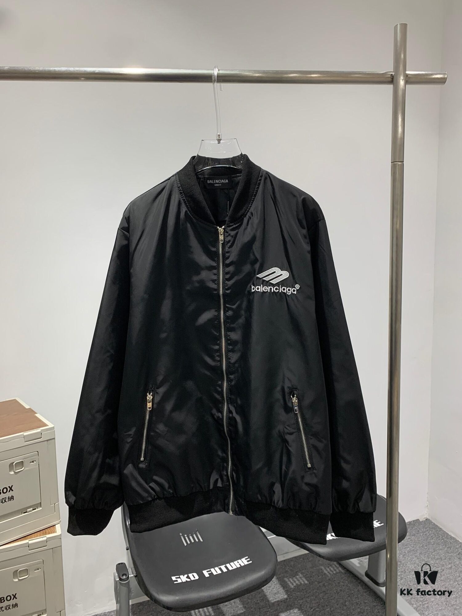 69316130908475d562cda2de New Balenciaga 2023 Embroidered Stand Collar Jacket Unisex Waterproof Coated Double-Layer with Lining