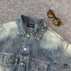 69316163908475d562cda2ea New Balenciaga BLCG Washed Vintage Back Rhinestone Logo Denim Jacket