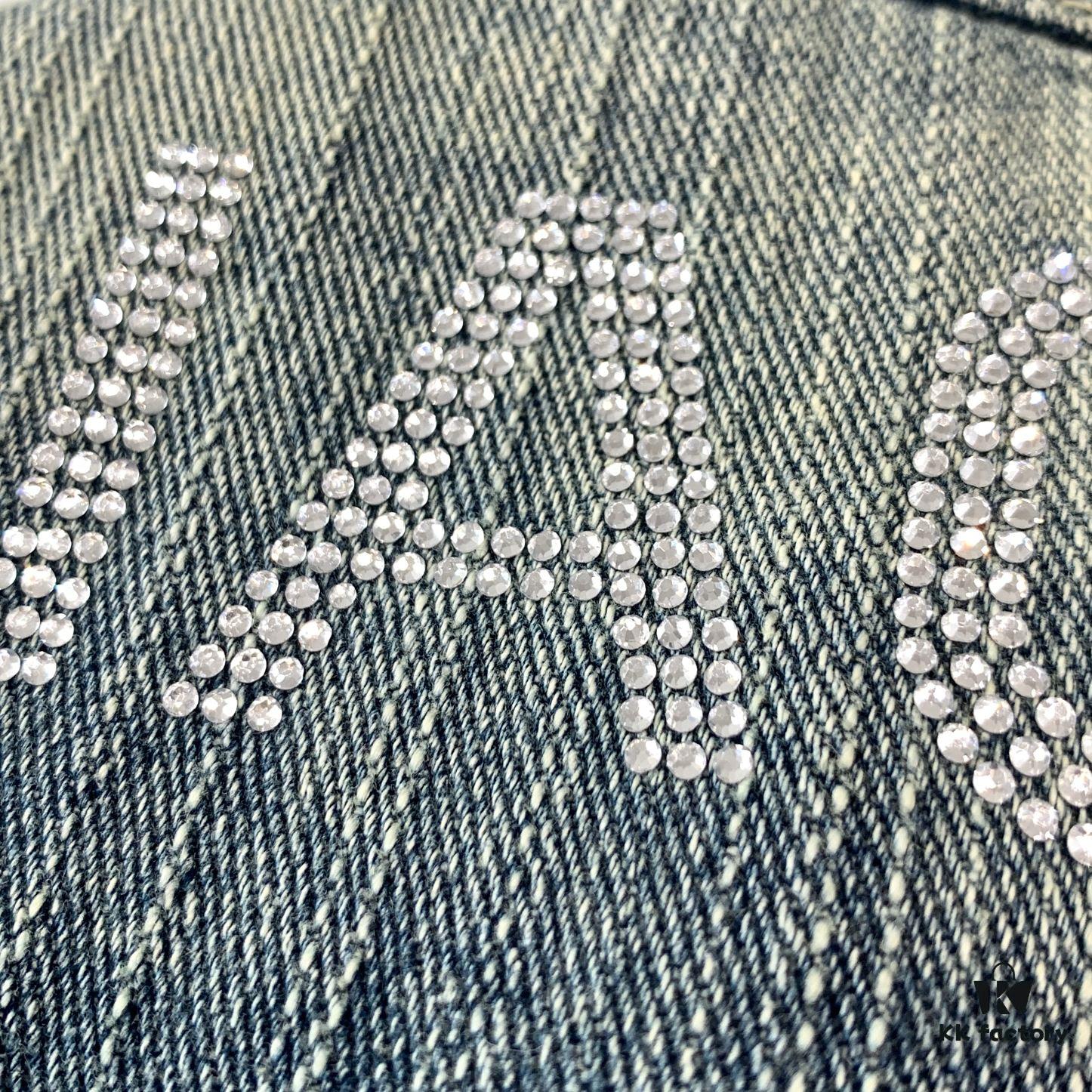 69316191908475d562cda2ef New Balenciaga BLCG Washed Vintage Back Rhinestone Logo Denim Jacket