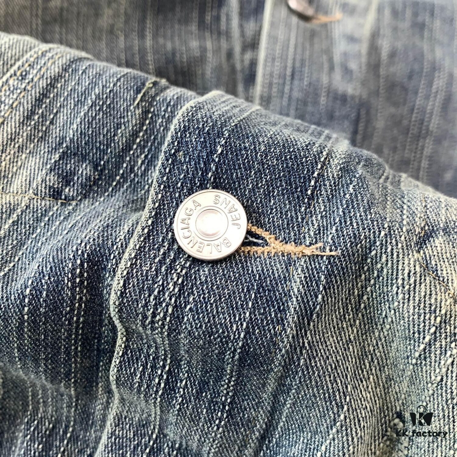 69316193908475d562cda2f0 New Balenciaga BLCG Washed Vintage Back Rhinestone Logo Denim Jacket