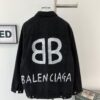 693161e7908475d562cda304 Balenciaga Double B Graffiti White Splatter Print Vintage Wash Denim Jacket