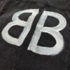 693161f2908475d562cda307 Balenciaga Double B Graffiti White Splatter Print Vintage Wash Denim Jacket