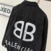 69316231908475d562cda312 Balenciaga Double B Graffiti White Splatter Print Vintage Wash Denim Jacket