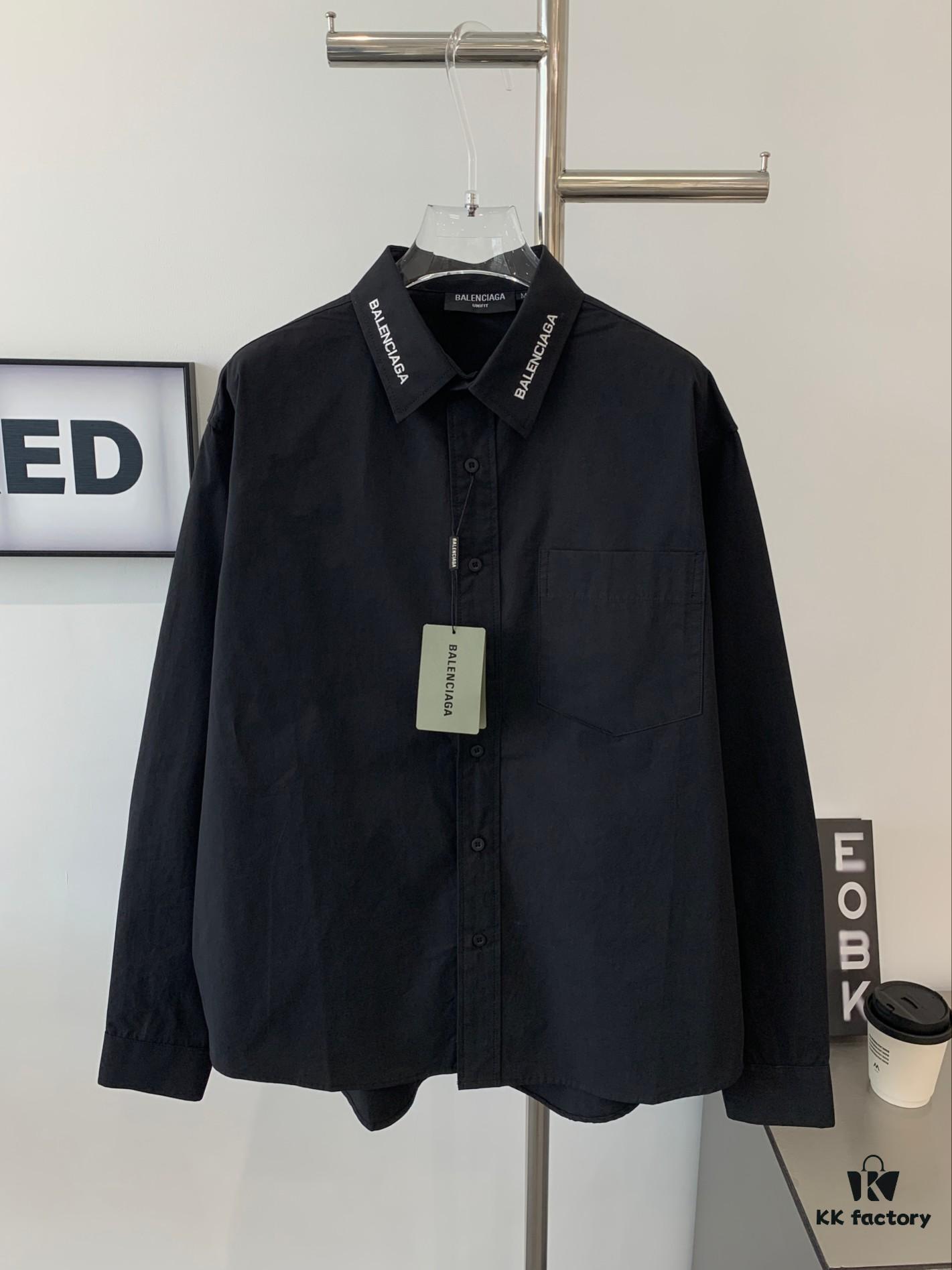 69316255908475d562cda31d New BALENCIAGA BLCG 24SS Long-Sleeve Shirt with Embroidered Logo at Collar, Minimalist Design
