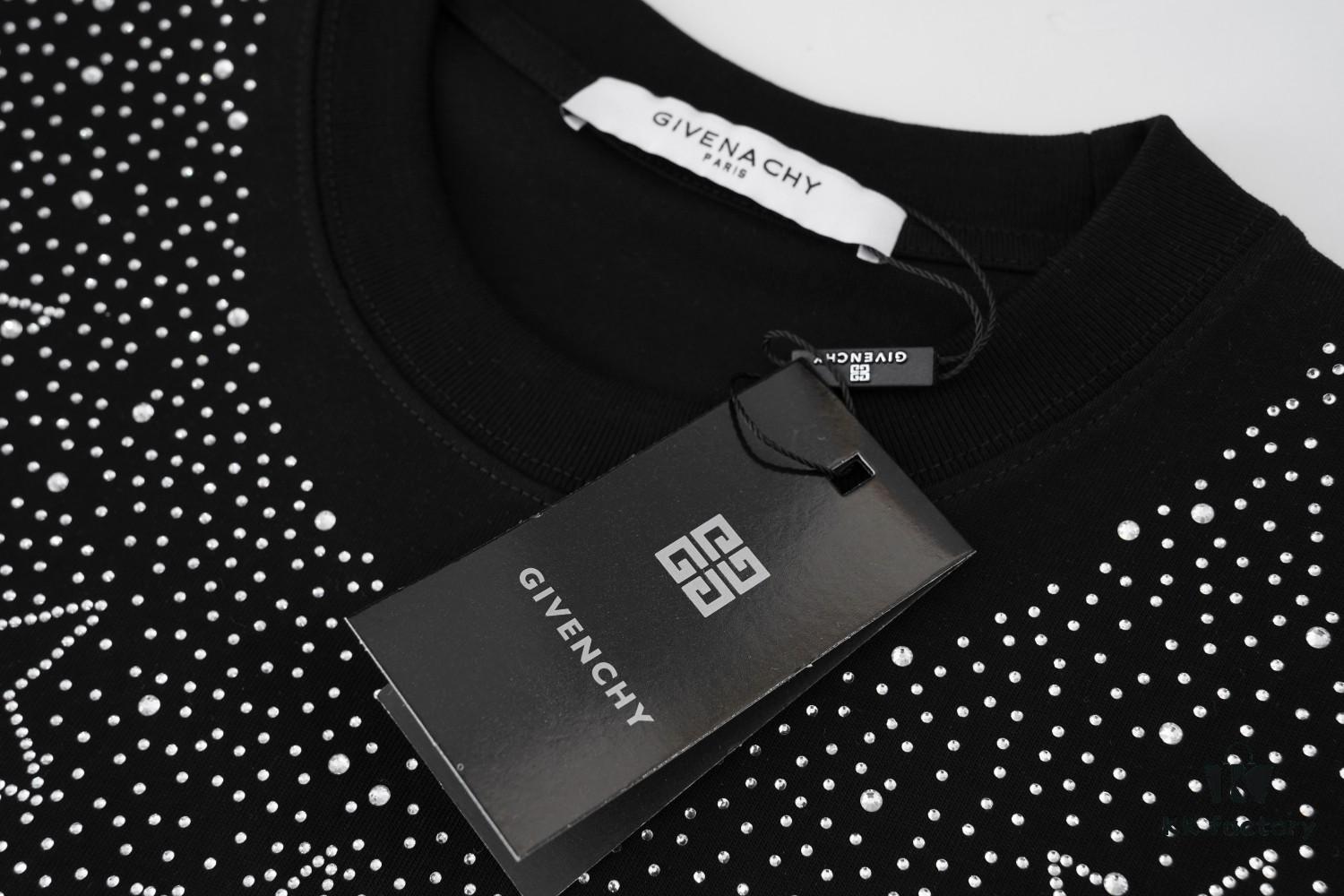 693162ed908475d562cda34e 2025 New Balenciaga Rhinestone Embellished Short Sleeve T-Shirt
