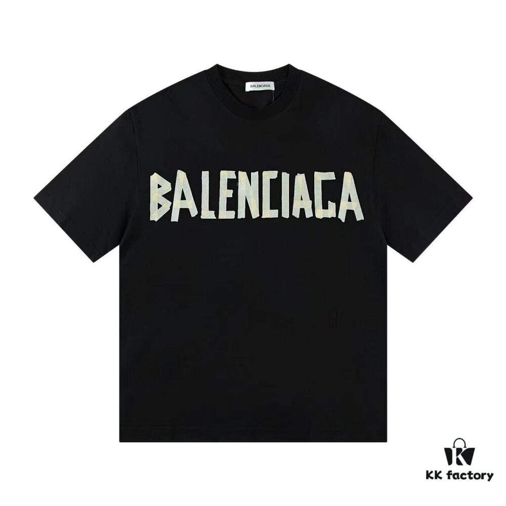 69316337908475d562cda36b 2025 New Arrival Balenciaga Yellow Tape Short Sleeve T-Shirt