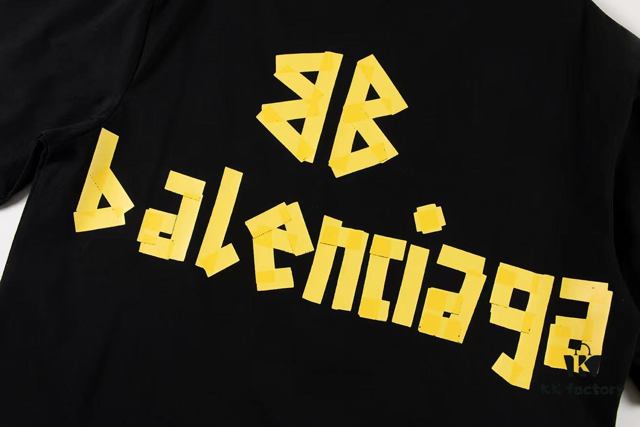 2025 New Arrival Balenciaga Yellow Tape Short Sleeve T-Shirt