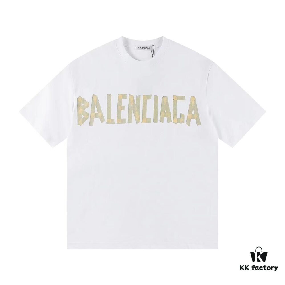 69316350908475d562cda375 2025 New Arrival Balenciaga Yellow Tape Short Sleeve T-Shirt