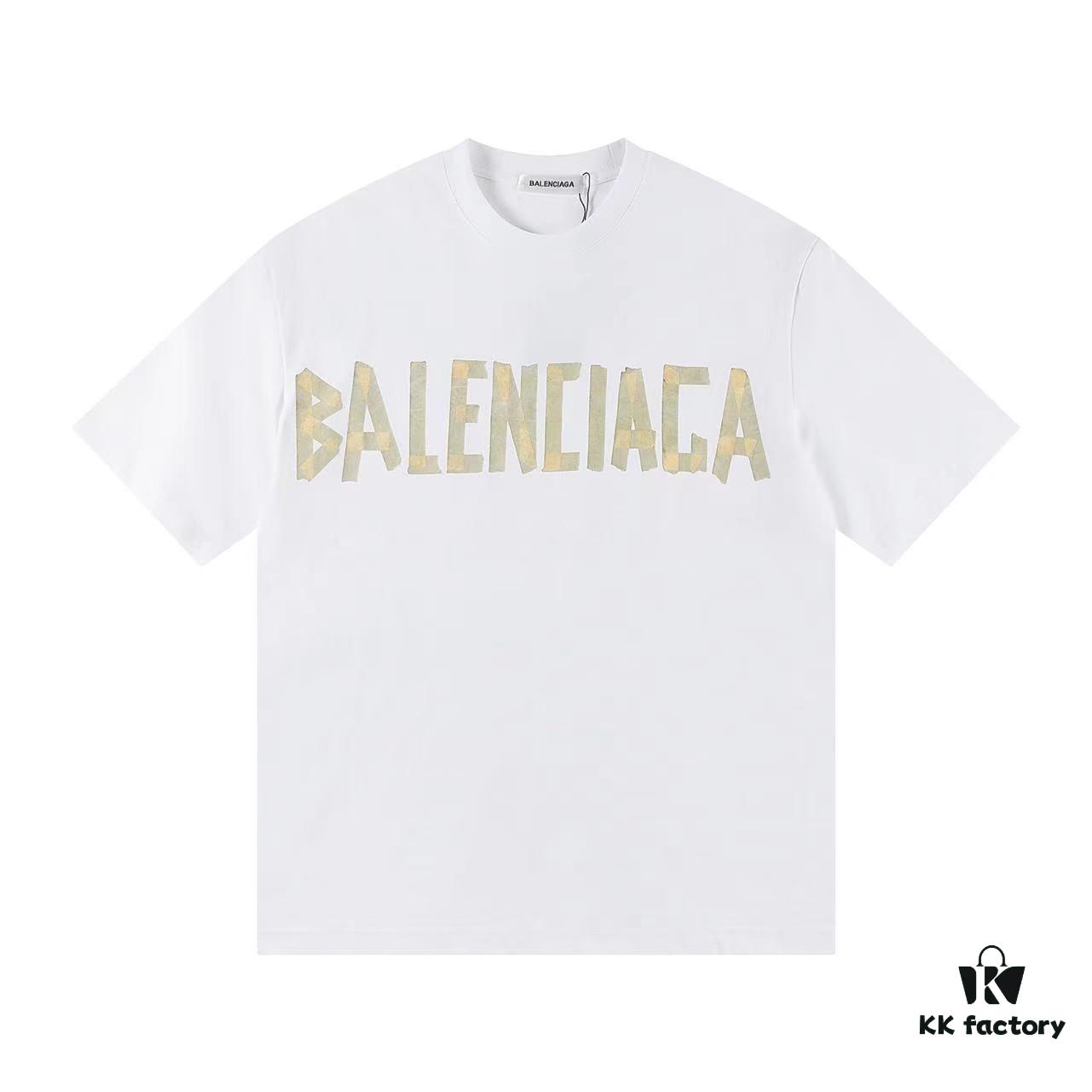 69316350908475d562cda375 2025 New Arrival Balenciaga Yellow Tape Short Sleeve T-Shirt
