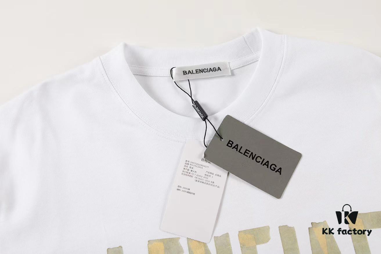 6931635a908475d562cda37a 2025 New Arrival Balenciaga Yellow Tape Short Sleeve T-Shirt