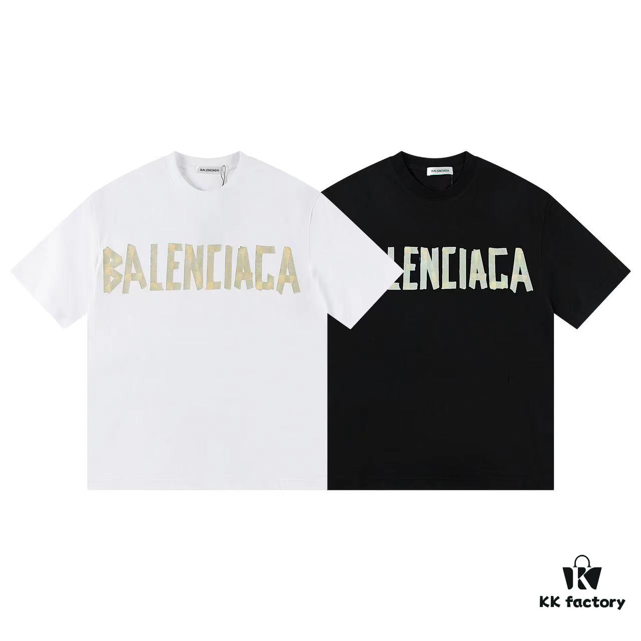 6931635d908475d562cda37c 2025 New Arrival Balenciaga Yellow Tape Short Sleeve T-Shirt