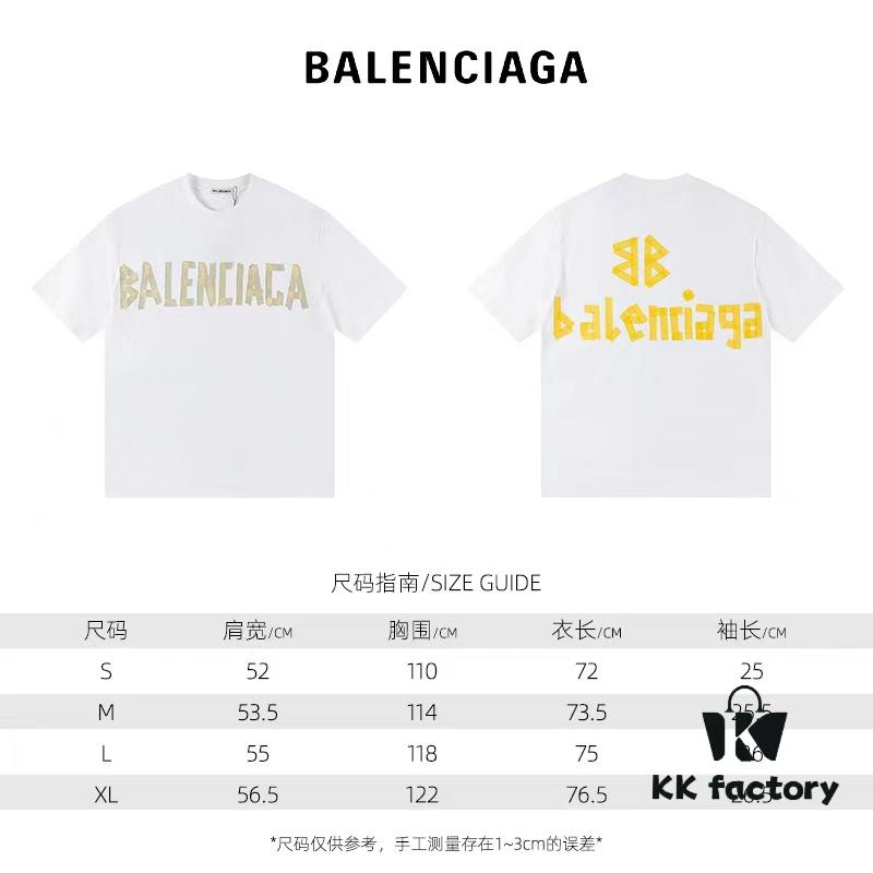 69316360908475d562cda37d 2025 New Arrival Balenciaga Yellow Tape Short Sleeve T-Shirt