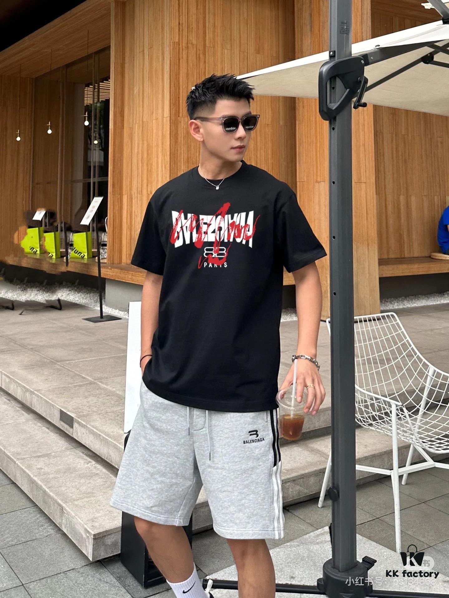 6931691c908475d562cda484 BALENCIAGA New Classic Letter Graffiti Print Casual Round Neck Short Sleeve T-Shirt