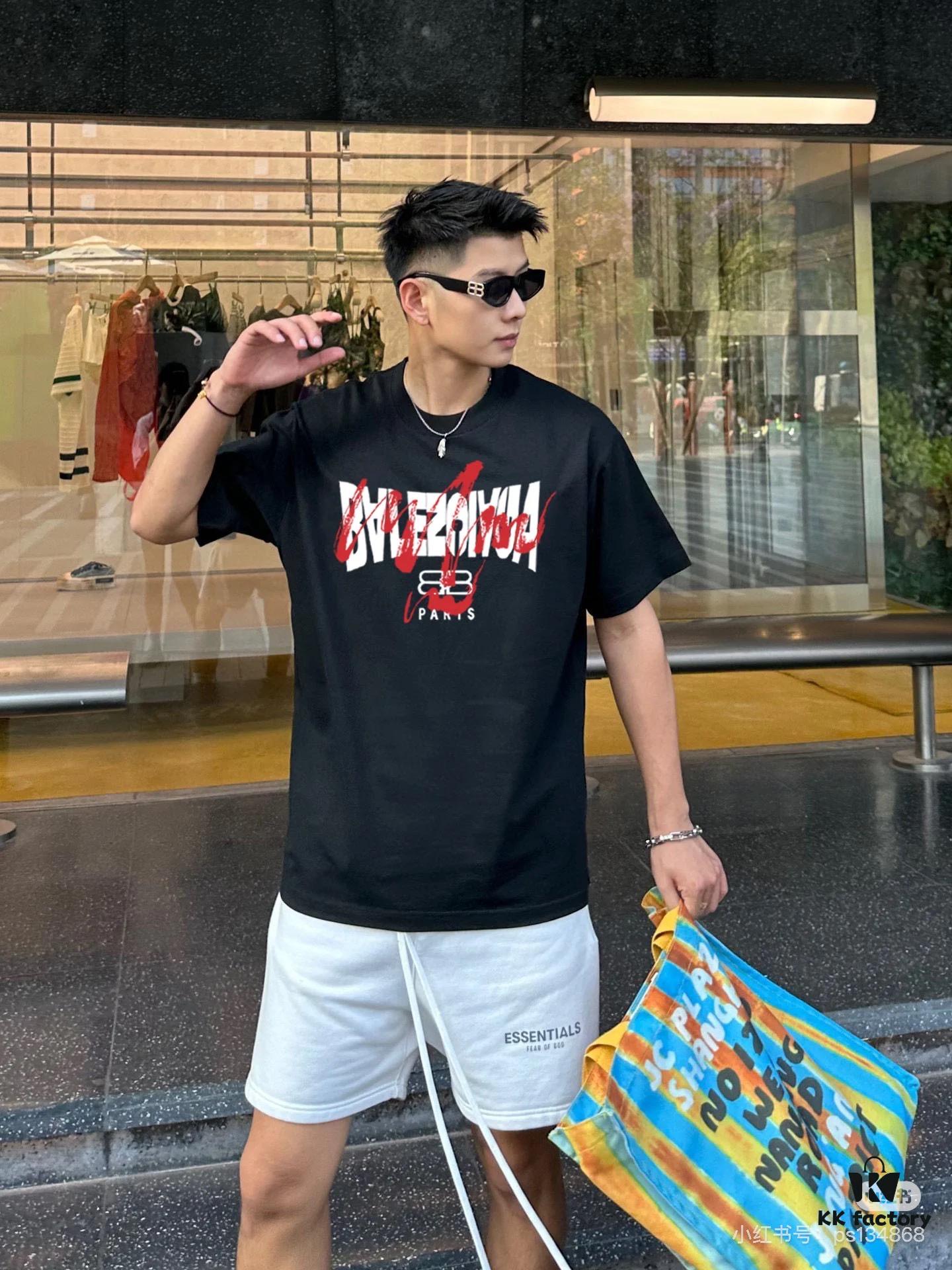 69316920908475d562cda485 BALENCIAGA New Classic Letter Graffiti Print Casual Round Neck Short Sleeve T-Shirt
