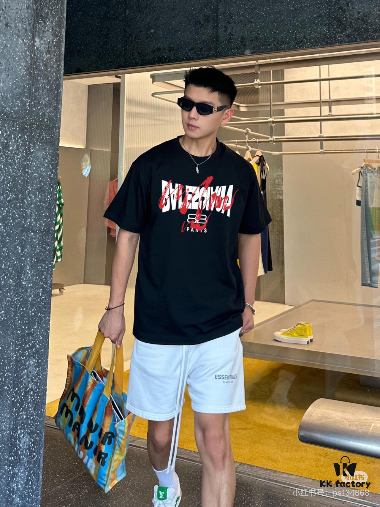 69316924908475d562cda486 BALENCIAGA New Classic Letter Graffiti Print Casual Round Neck Short Sleeve T-Shirt