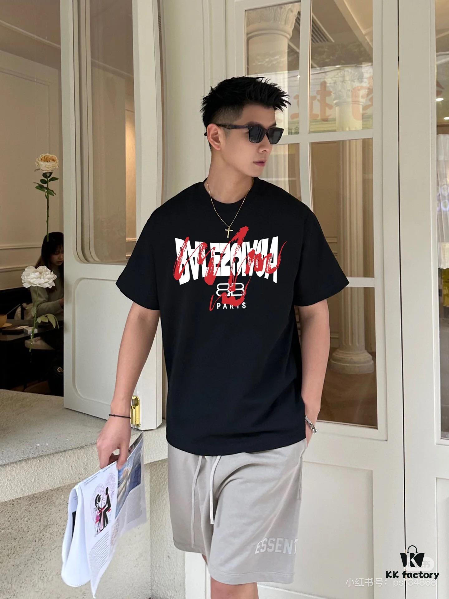 69316927908475d562cda487 BALENCIAGA New Classic Letter Graffiti Print Casual Round Neck Short Sleeve T-Shirt