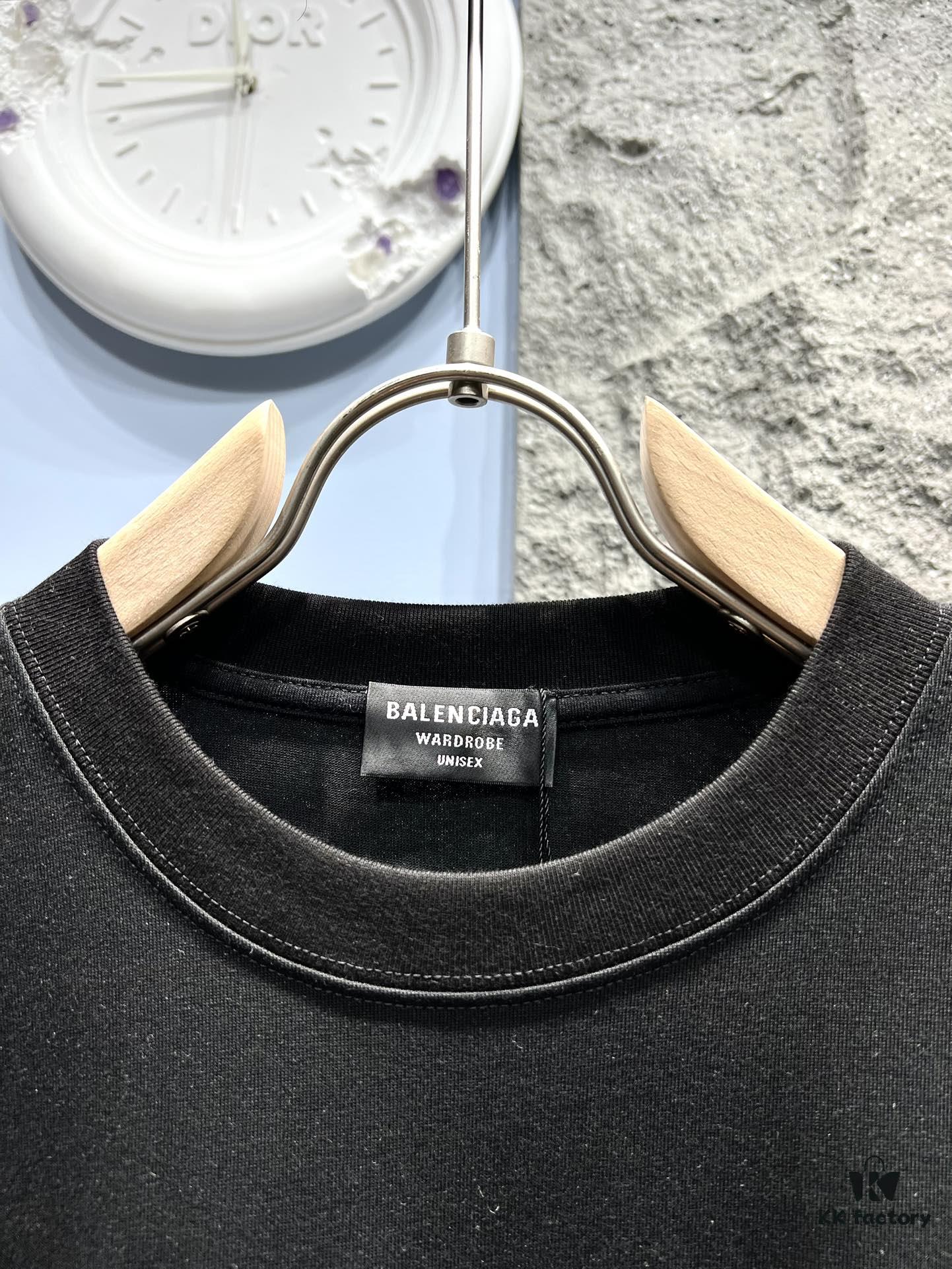 Balenciaga* Paris Fashion Spliced Logo Short Sleeve T-Shirt