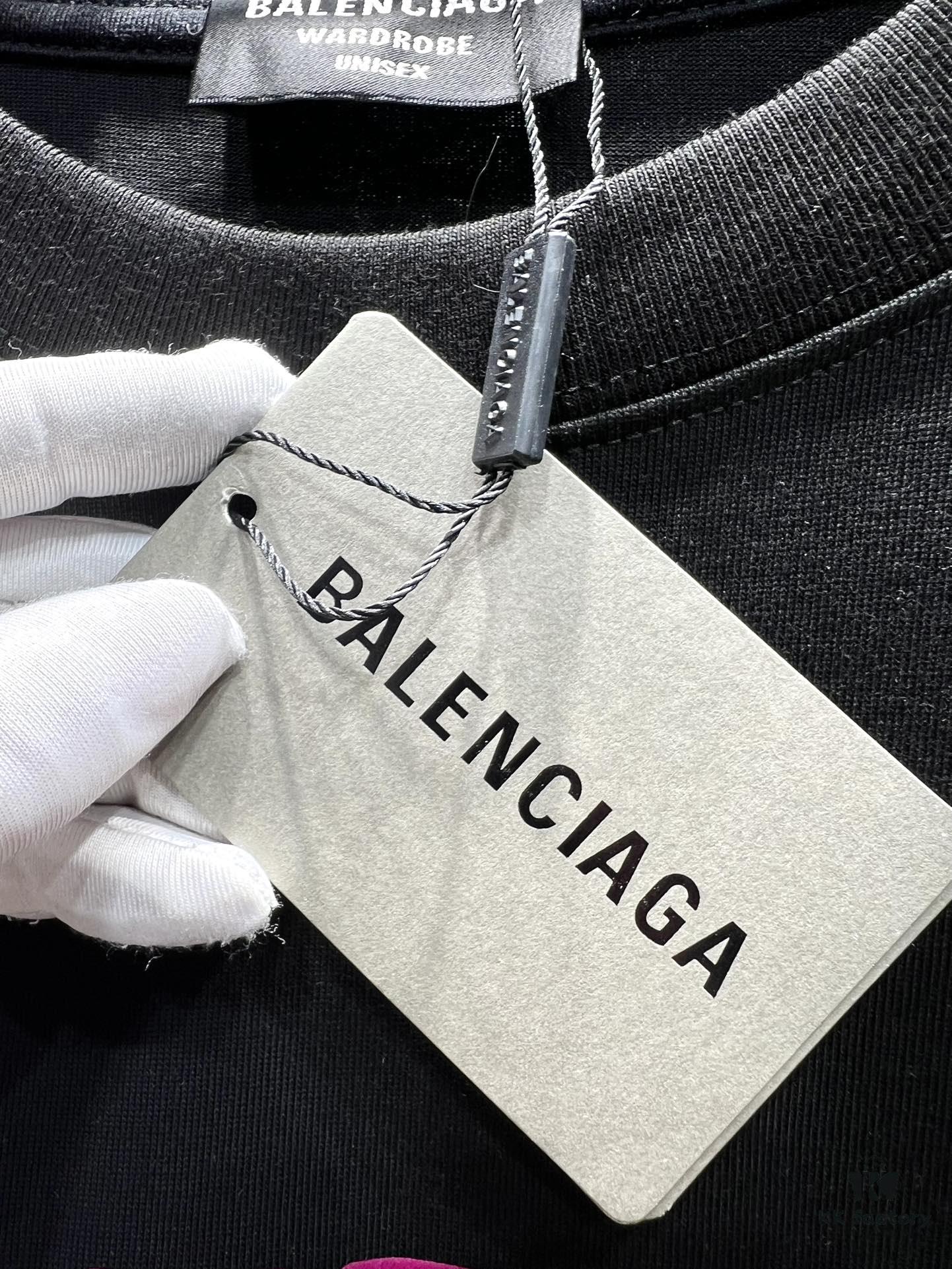 Balenciaga* Paris Fashion Spliced Logo Short Sleeve T-Shirt