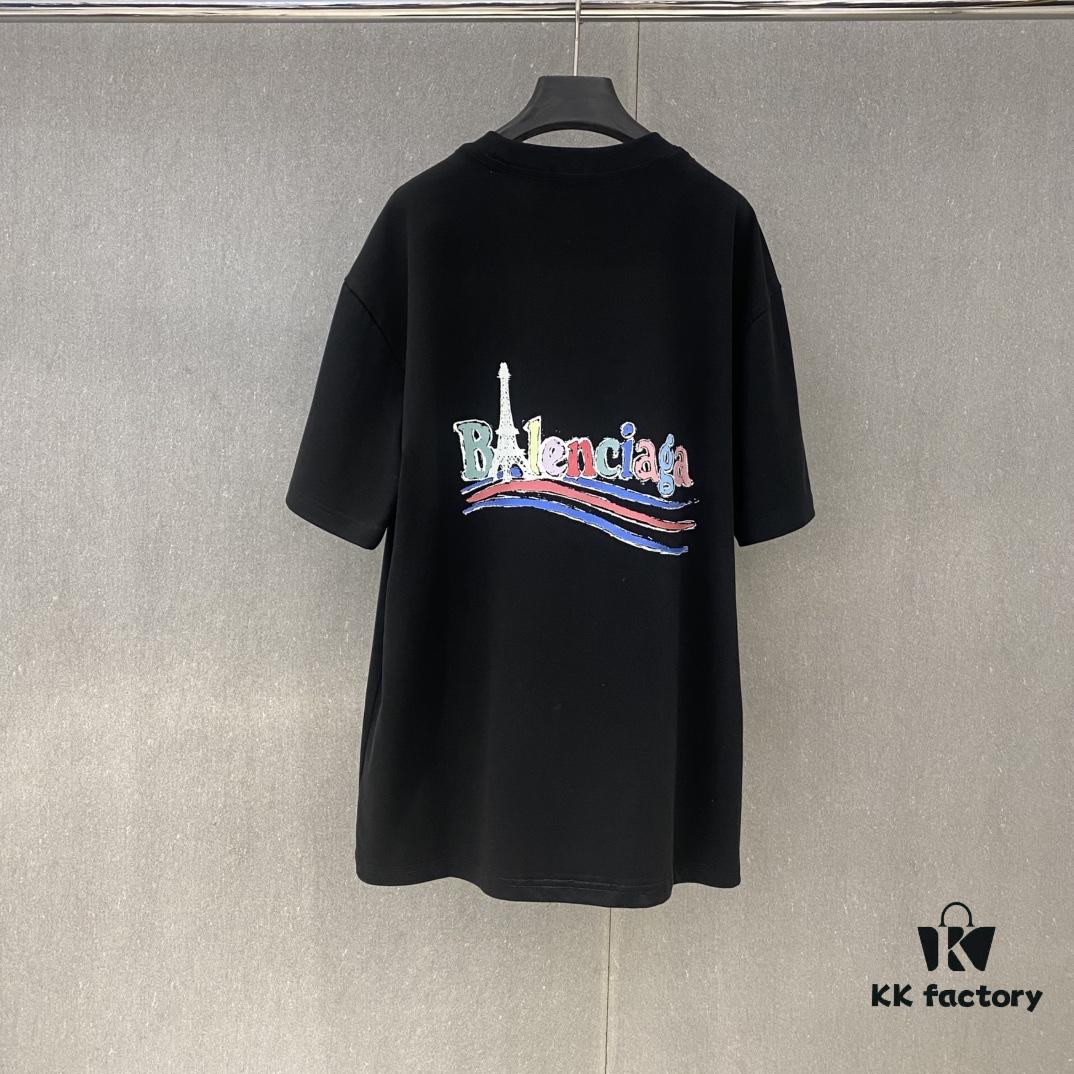 Bl 2025 Spring and Summer New Arrival Pure Cotton Colorful Letter Print Short Sleeve T-Shirt