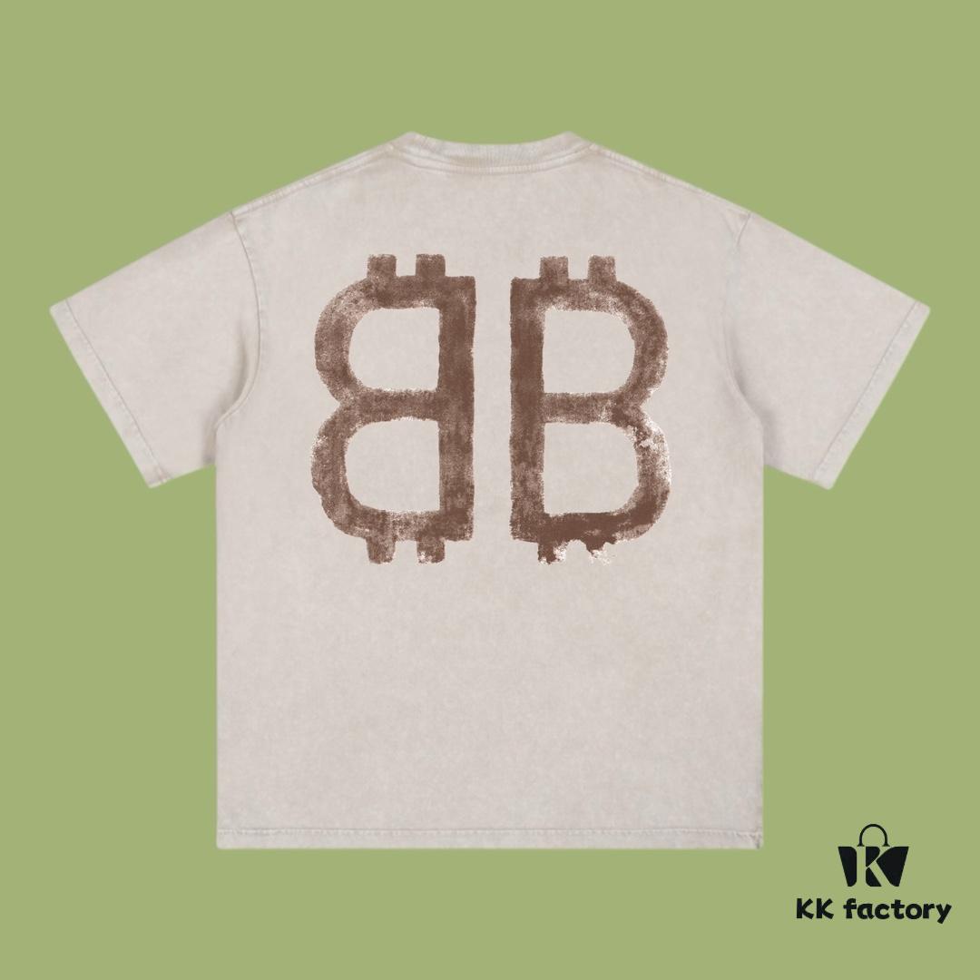 69316f04908475d562cda599 High-End Quality Balenciaga 2025 Fall Spring/Summer Collection Double B Short Sleeve T-Shirt Imported Kanglong Digital Direct-to-Garment Printing Custom-Dyed High-Quality Streetwear 26-Single 100% Washed 300G Garment-Dyed and Washed Snowflake Finish OS Loose Fit Unisex