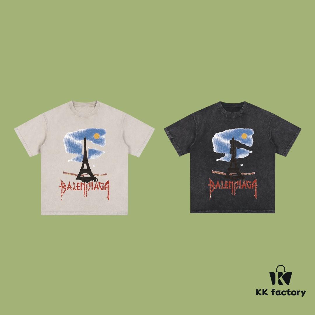 High-End Quality Balenciaga 2025 Fall Spring/Summer Collection Tokyo Tower Short Sleeve T-Shirt