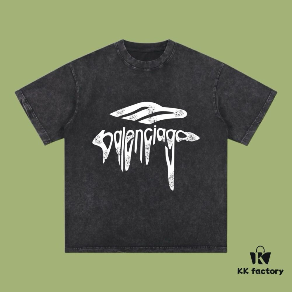 69316fe0908475d562cda5c3 High-End Quality Balenciaga 2025 Fall Spring/Summer Collection Art Logo Short Sleeve T-Shirt Imported Kangwo Digital Direct-to-Garment Printing Custom-Dyed High-Quality Streetwear 26-Single 100% Washed 300G Garment-Dyed and Washed Snowflake OS Loose Fit Unisex