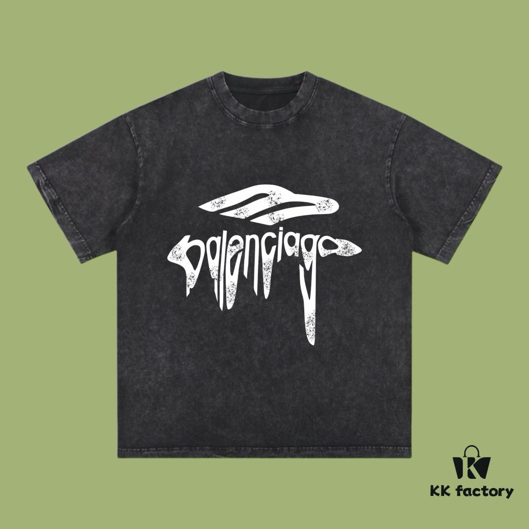69316fe0908475d562cda5c3 High-End Quality Balenciaga 2025 Fall Spring/Summer Collection Art Logo Short Sleeve T-Shirt Imported Kangwo Digital Direct-to-Garment Printing Custom-Dyed High-Quality Streetwear 26-Single 100% Washed 300G Garment-Dyed and Washed Snowflake OS Loose Fit Unisex