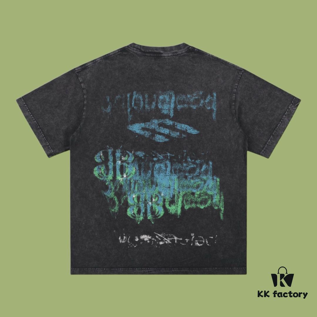 693170b8908475d562cda5f9 High-End Quality Balenciaga 2025 Fall Spring/Summer Collection Colorful Smoke Short-Sleeve T-Shirt Imported Kangnun Digital Direct-to-Garment Printing Custom-Dyed High-Fashion Brand 26-Single 100% Pre-Washed 300G Garment-Dyed and Washed Snowflake Finish OS Loose Fit Unisex