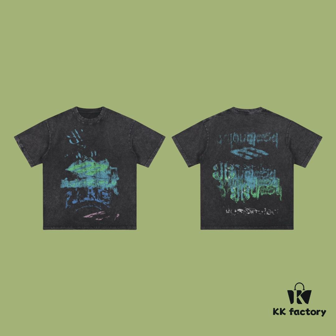 693170bb908475d562cda5fa High-End Quality Balenciaga 2025 Fall Spring/Summer Collection Colorful Smoke Short-Sleeve T-Shirt Imported Kangnun Digital Direct-to-Garment Printing Custom-Dyed High-Fashion Brand 26-Single 100% Pre-Washed 300G Garment-Dyed and Washed Snowflake Finish OS Loose Fit Unisex
