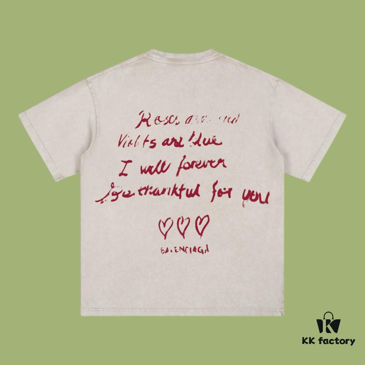 693170de908475d562cda602 High-End Quality Balenciaga 2025 Fall Spring-Summer Collection Valentine's Day Short Sleeve T-Shirt Imported Kanglong Digital Direct-to-Garment Printing Custom Dyed High-Quality Streetwear 26s Double Yarn 100% Washed 300G Garment-Dyed and Washed Snowflake Finish OS Loose Fit Unisex