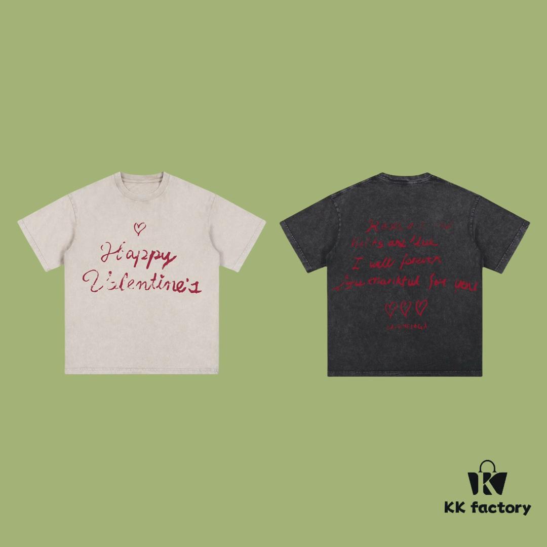 693170e1908475d562cda603 High-End Quality Balenciaga 2025 Fall Spring-Summer Collection Valentine's Day Short Sleeve T-Shirt Imported Kanglong Digital Direct-to-Garment Printing Custom Dyed High-Quality Streetwear 26s Double Yarn 100% Washed 300G Garment-Dyed and Washed Snowflake Finish OS Loose Fit Unisex