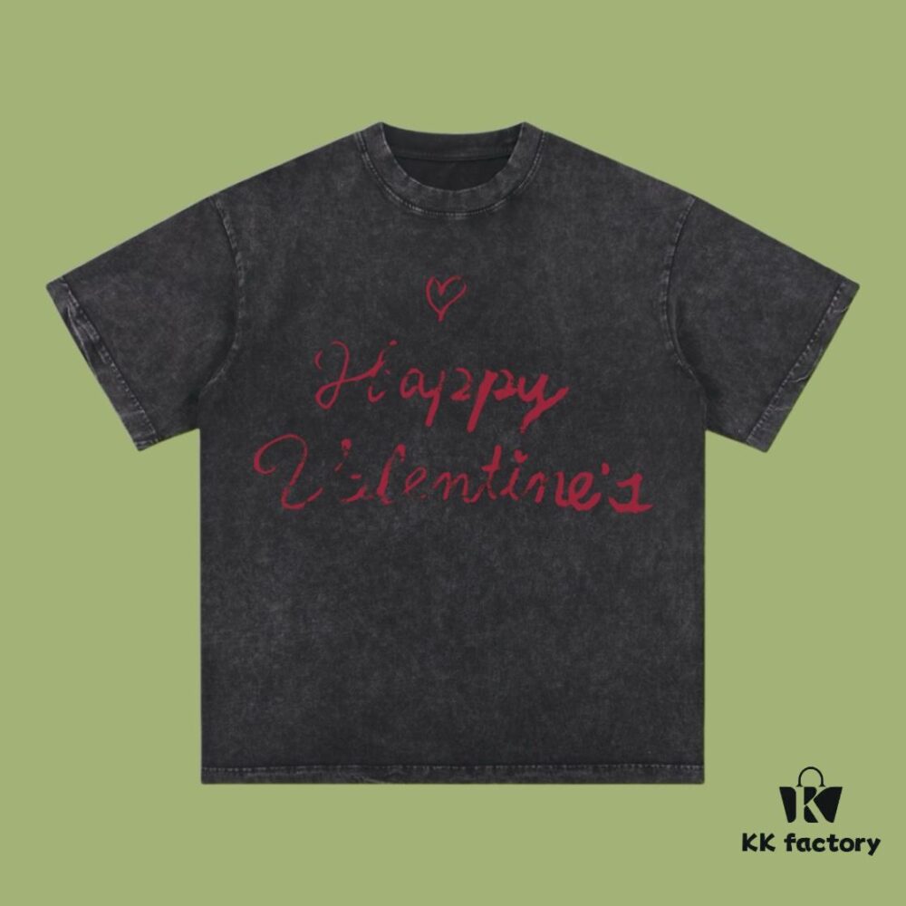 693170f1908475d562cda60a High-End Quality Balenciaga 2025 Fall Spring/Summer Collection Valentine's Day Short Sleeve T-Shirt, Imported Kanglong Digital Direct-to-Garment Printing, Premium Streetwear 26-Single 100% Cotton Pre-Washed 300G Garment-Dyed and Washed with Snowflake Effect, OS Loose Fit Unisex Design