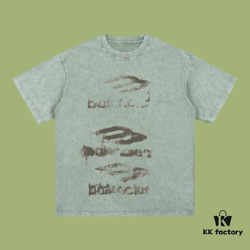 693171ab908475d562cda647 High-End Quality Balenciaga 2025 Fall Spring/Summer Collection Smoke Logo Short Sleeve T-Shirt, Imported Kanglong Digital Direct-to-Garment Printed, Premium Streetwear Quality, 26-Single 100% Washed 300G Fabric, Garment-Dyed and Snow-Washed Finish, OS Loose Fit Unisex Design