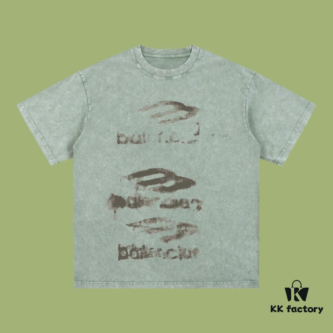 693171ab908475d562cda647 High-End Quality Balenciaga 2025 Fall Spring/Summer Collection Smoke Logo Short Sleeve T-Shirt, Imported Kanglong Digital Direct-to-Garment Printed, Premium Streetwear Quality, 26-Single 100% Washed 300G Fabric, Garment-Dyed and Snow-Washed Finish, OS Loose Fit Unisex Design