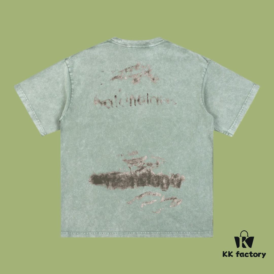 693171ae908475d562cda648 High-End Quality Balenciaga 2025 Fall Spring/Summer Collection Smoke Logo Short Sleeve T-Shirt, Imported Kanglong Digital Direct-to-Garment Printed, Premium Streetwear Quality, 26-Single 100% Washed 300G Fabric, Garment-Dyed and Snow-Washed Finish, OS Loose Fit Unisex Design