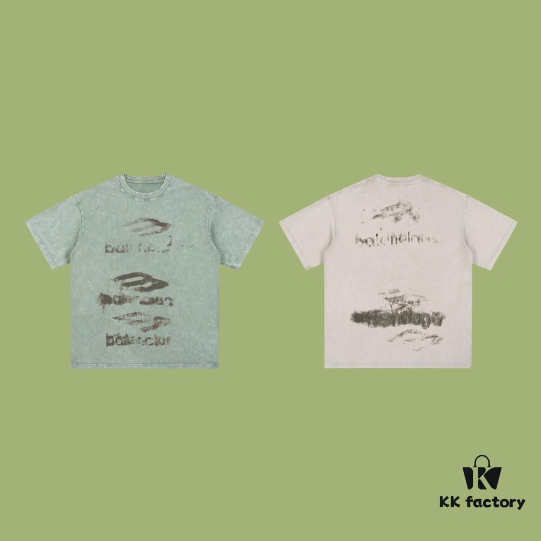 High-End Quality Balenciaga 2025 Fall Spring/Summer Collection Smoke Logo Short Sleeve T-Shirt