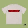 693171e9908475d562cda658 High-End Quality Balenciaga 2025 Fall Spring/Summer Collection Red Tape Logo Short Sleeve T-Shirt, Imported Kang Ning Digital Direct-to-Garment Printing, Custom-Dyed Premium Streetwear Brand, 26-Single 100% Washed 300G Double-Yarn Fabric, Garment-Dyed and Washed with Snow-Fade Effect, OS Loose Fit Unisex Design