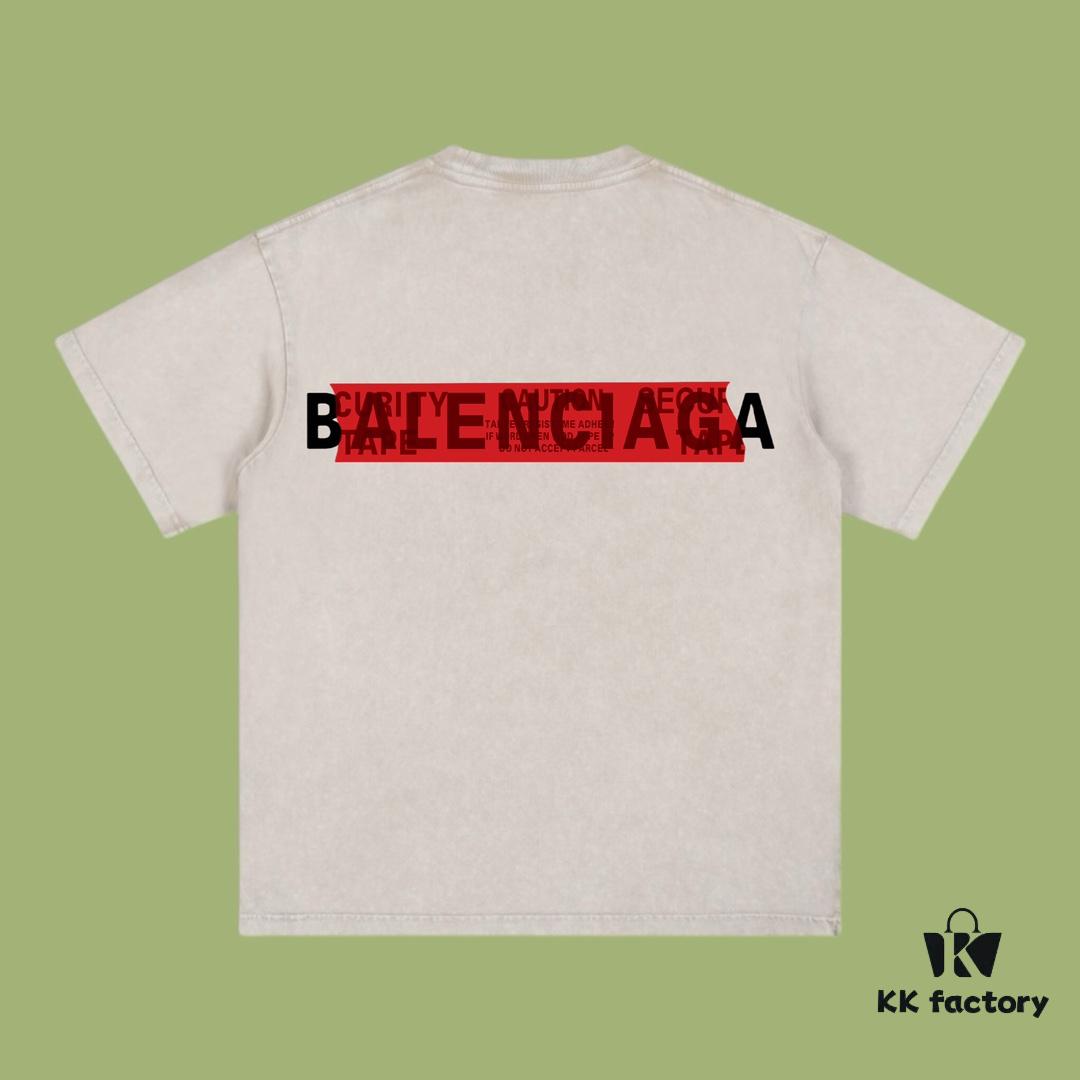 693171e9908475d562cda658 High-End Quality Balenciaga 2025 Fall Spring/Summer Collection Red Tape Logo Short Sleeve T-Shirt, Imported Kang Ning Digital Direct-to-Garment Printing, Custom-Dyed Premium Streetwear Brand, 26-Single 100% Washed 300G Double-Yarn Fabric, Garment-Dyed and Washed with Snow-Fade Effect, OS Loose Fit Unisex Design