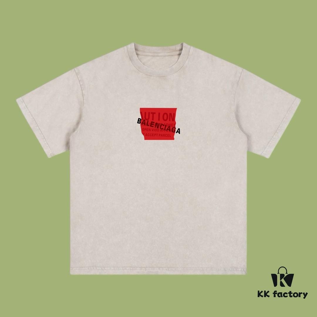 693171ea908475d562cda659 High-End Quality Balenciaga 2025 Fall Spring/Summer Collection Red Tape Logo Short Sleeve T-Shirt, Imported Kang Ning Digital Direct-to-Garment Printing, Custom-Dyed Premium Streetwear Brand, 26-Single 100% Washed 300G Double-Yarn Fabric, Garment-Dyed and Washed with Snow-Fade Effect, OS Loose Fit Unisex Design