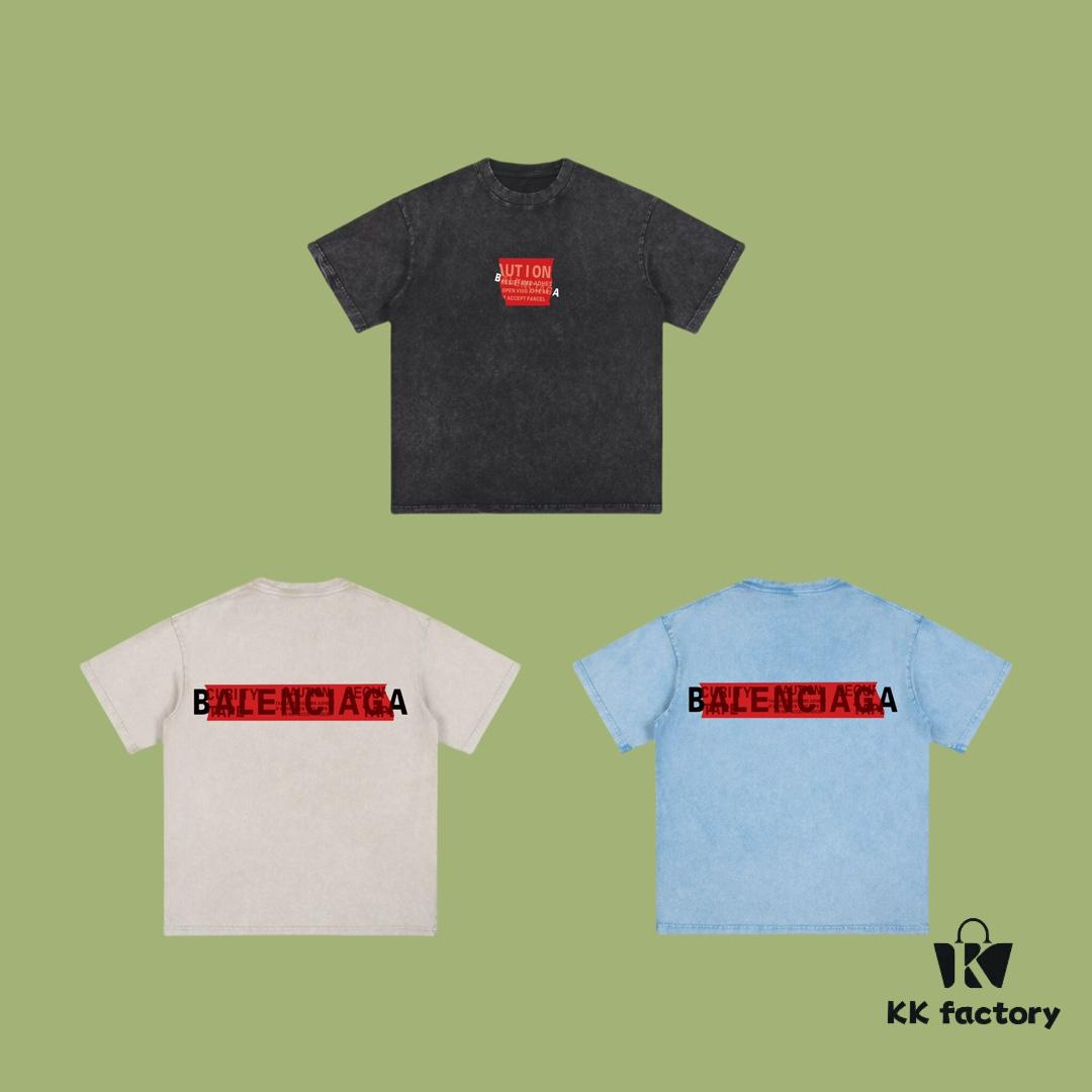 693171eb908475d562cda65a High-End Quality Balenciaga 2025 Fall Spring/Summer Collection Red Tape Logo Short Sleeve T-Shirt, Imported Kang Ning Digital Direct-to-Garment Printing, Custom-Dyed Premium Streetwear Brand, 26-Single 100% Washed 300G Double-Yarn Fabric, Garment-Dyed and Washed with Snow-Fade Effect, OS Loose Fit Unisex Design